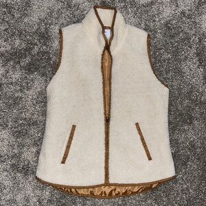 Old Navy fluffy cream/tan vest - petite small